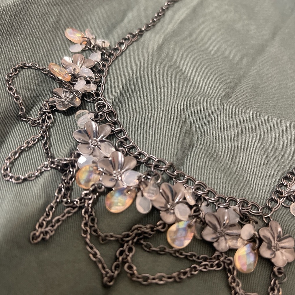 Iridescent Floral Chain Necklace